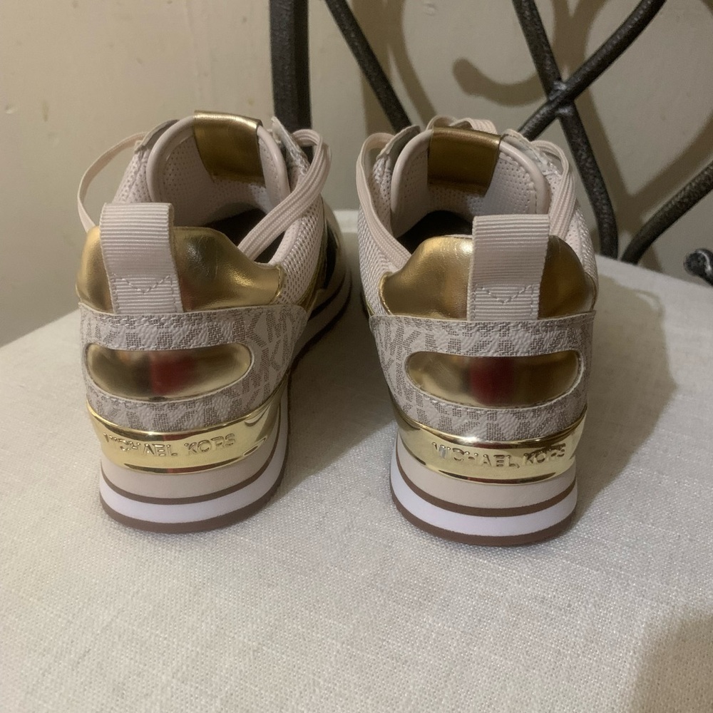 Michael Kors Women's Cream and Gold Sneakers - Picture 6 of 8
